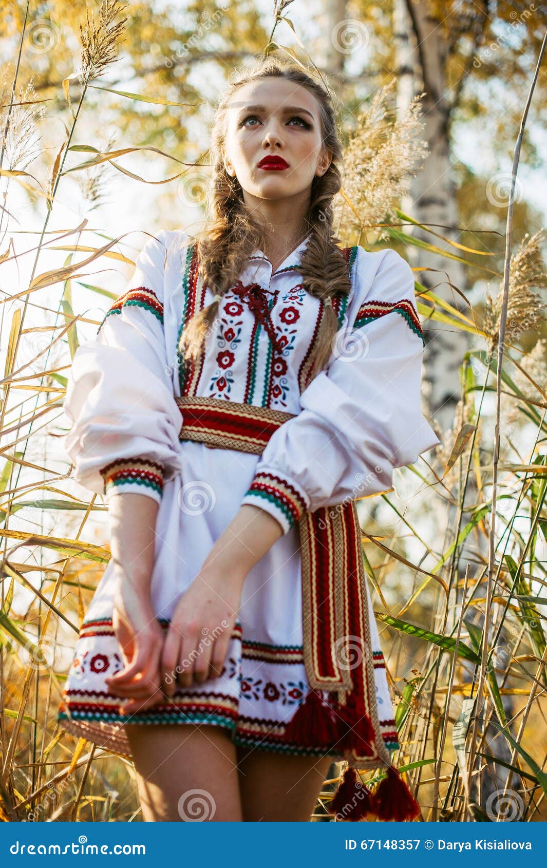 Young Girl on the Summer Field in National Belarus Clothes, Fas Stock ...