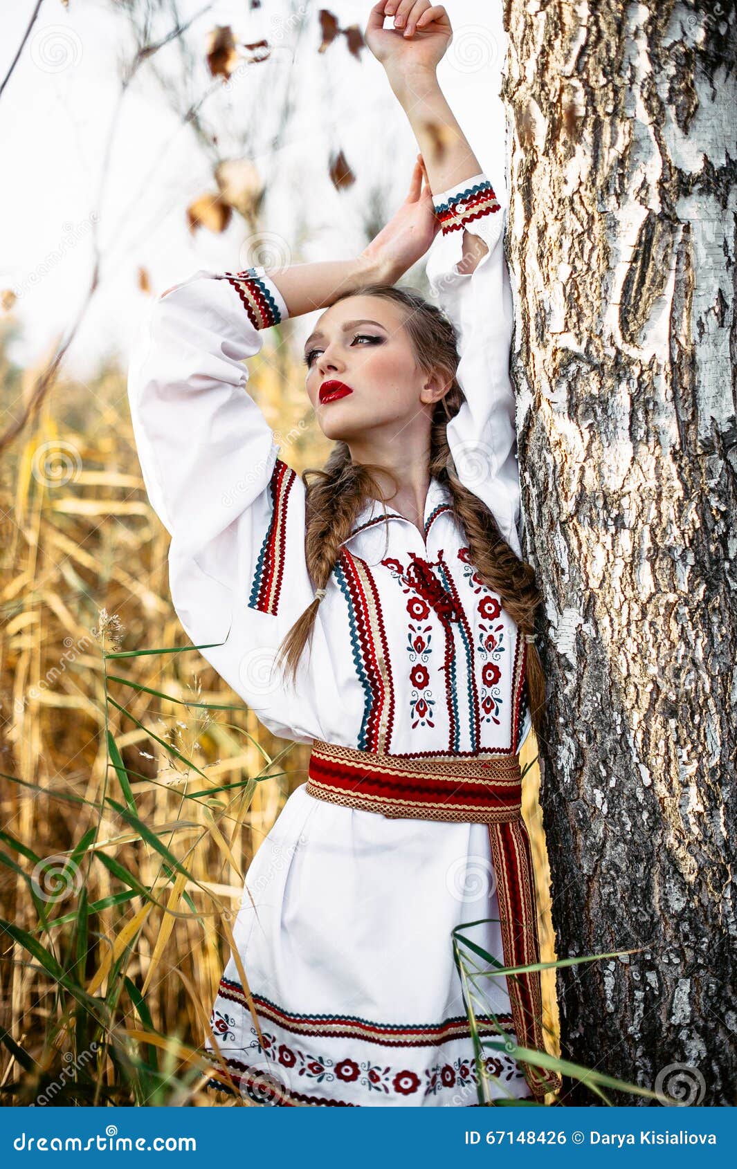Young Girl on the Summer Field in National Belarus Clothes, Fas Stock ...
