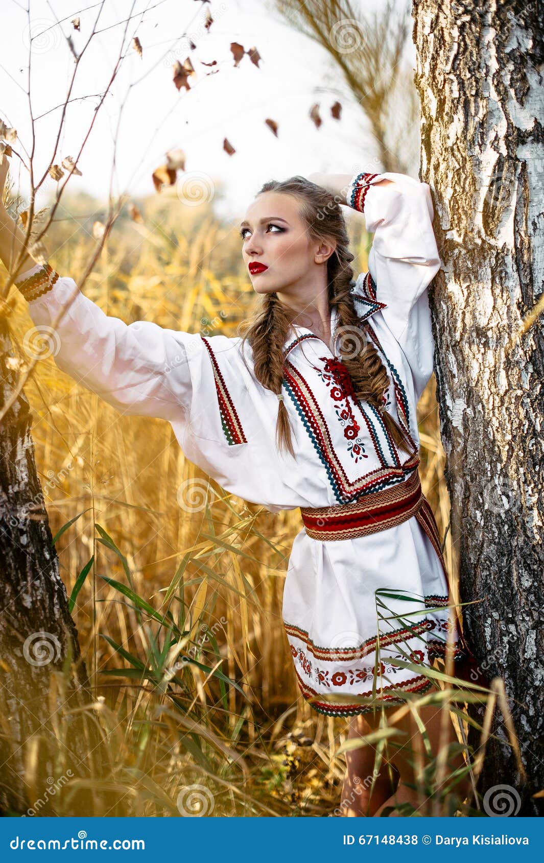 Young Girl on the Summer Field in National Belarus Clothes, Fas Stock ...