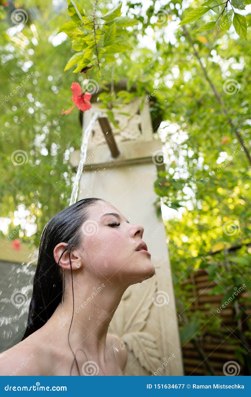 A Young Girl Is Taking A Shower Outdoors Stock Image Image Of Outdoors Cool 151634677