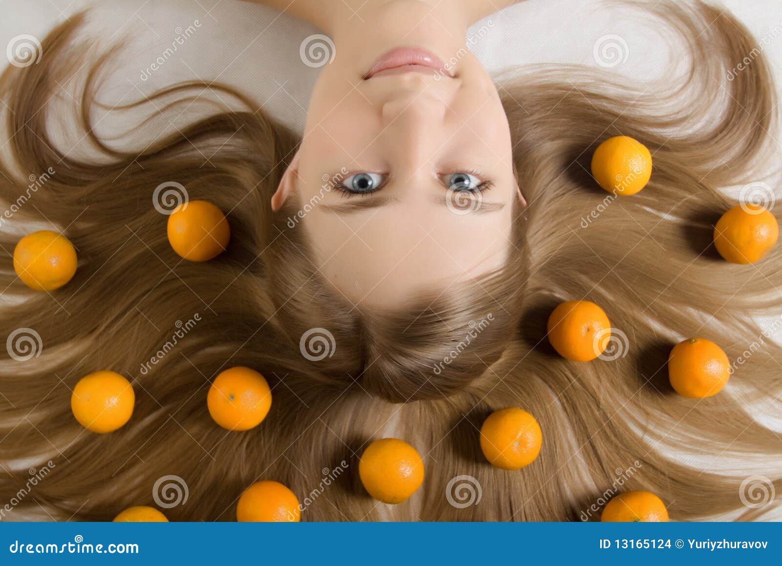 Young Girl Tangerine Orange Stock Photo Image of female, adult 13165124