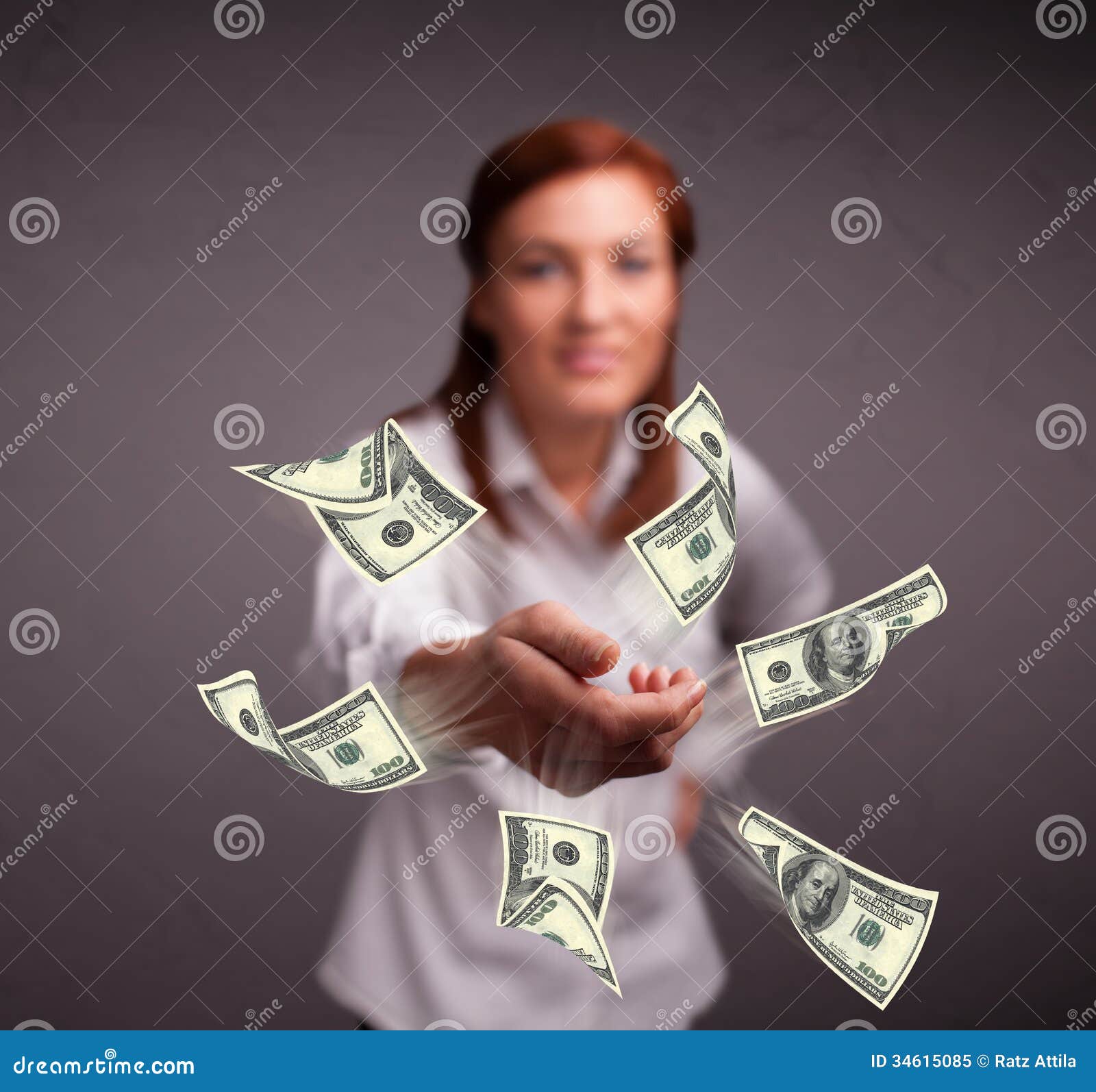 Young girl throwing money stock image. Image of finance 34615085