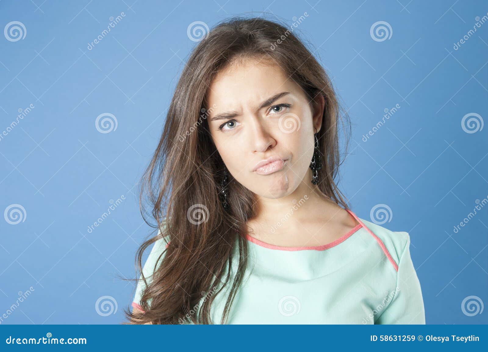 Young Girl With Unhappy Expression Stock Image Image Of Color Portrait 58631259
