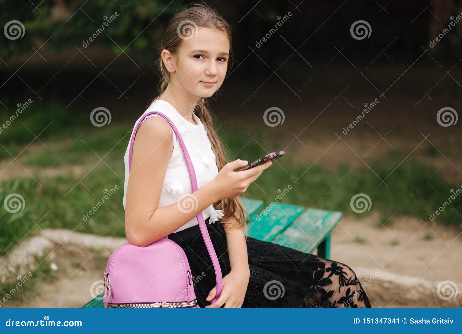 Young Girl Use Phone during School Break. Girl Play Online Games Stock  Image - Image of game, female: 151347341