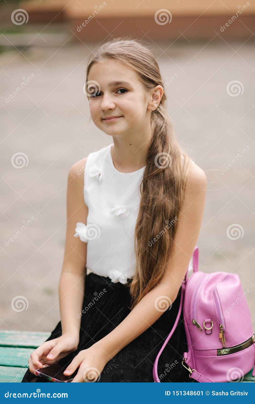 Young Girl Use Phone during School Break. Girl Play Online Games Stock  Image - Image of cute, game: 151348601