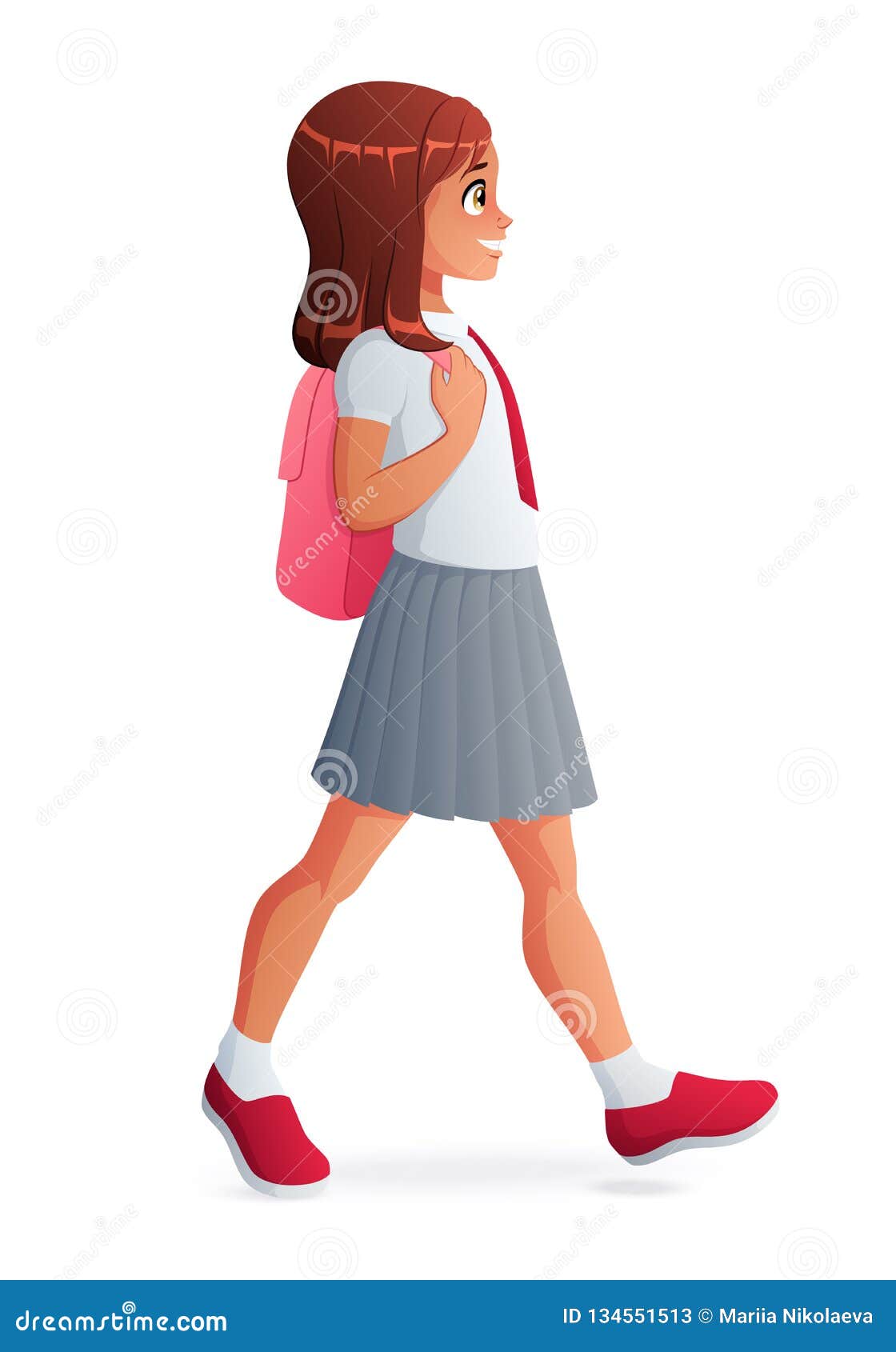 Young Girl Walking With Backpack Isolated Vector Illustration Stock Vector Illustration Of 