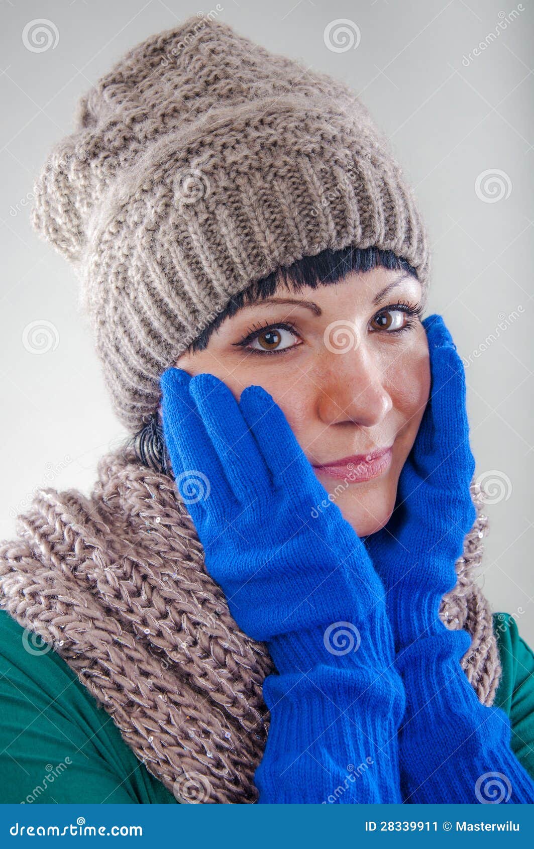 Young Girl Wearing Hat and Gloves Stock Image Image of christmas, clothing 28339911
