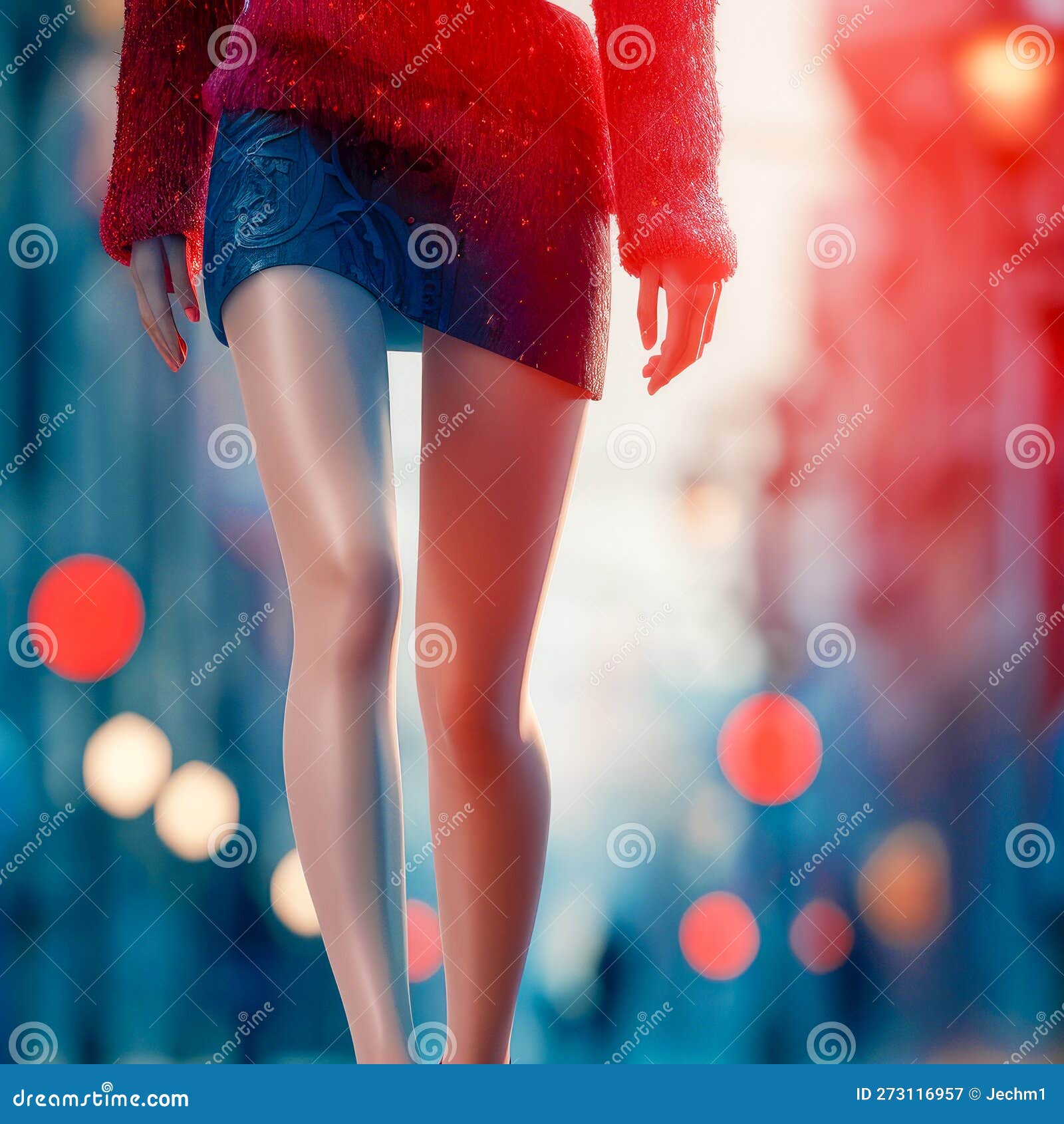 Young Girl Wearing a Tight Black Miniskirt in the Street on a Sunny ...