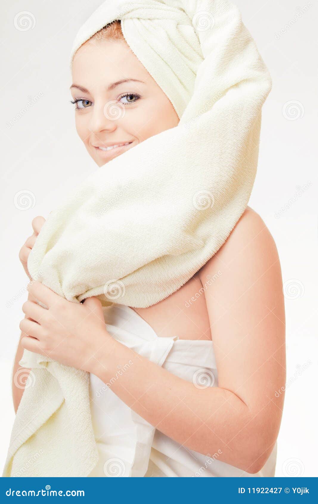 Young Girl Wrapped in Towel Stock Image Image of head, laugh 11922427