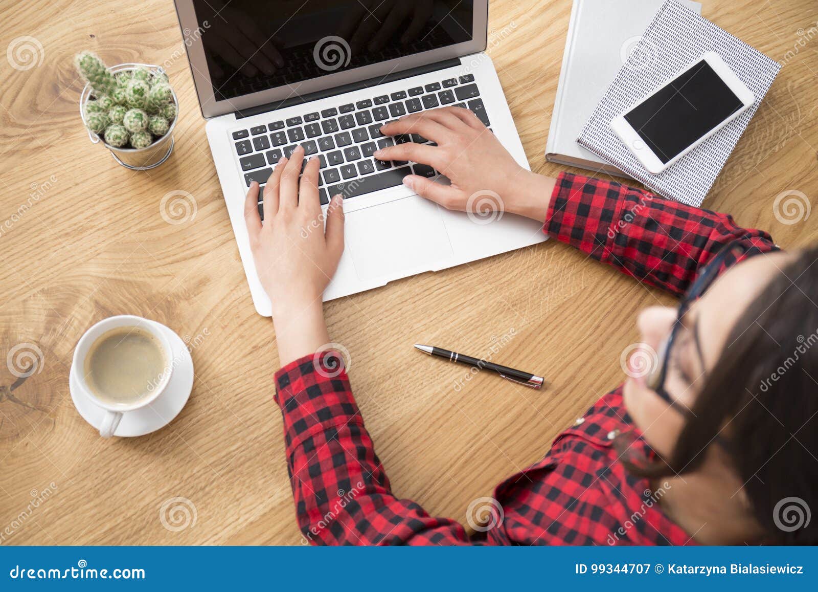 young girl writing blog