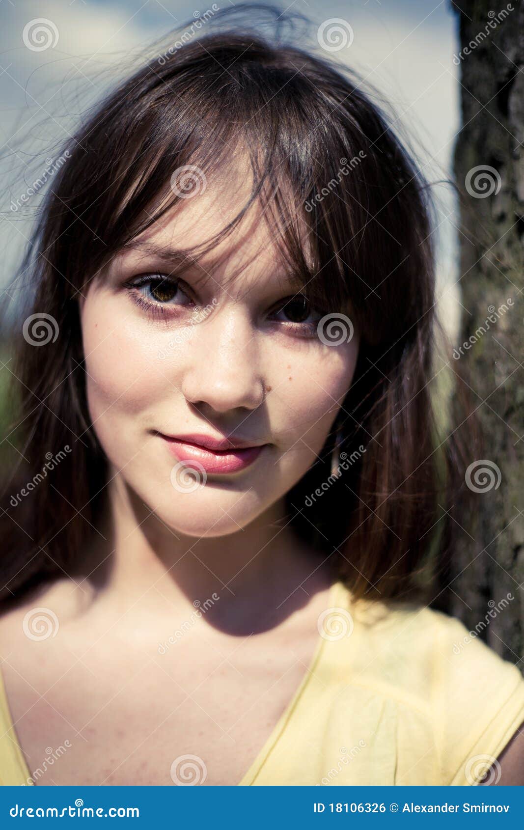 Young Girl in Yellow at the Wall Stock Photo Image of family, little