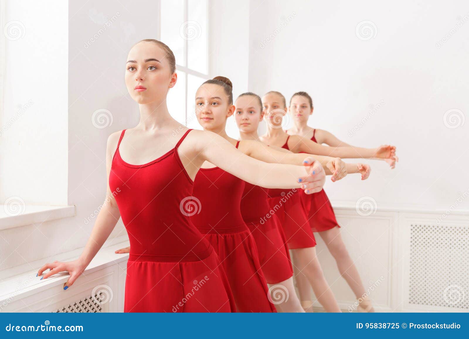 Young Girls Dancing Ballet in Studio Stock Image Image of hobby