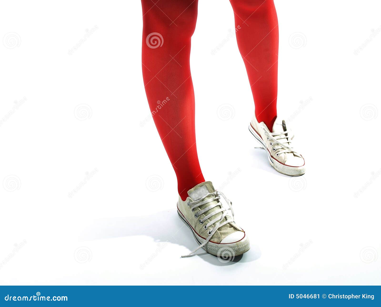 Young Girls Legs in Red Tights and Old Sneakers Stock Image - Image of shoe,  girl: 5046681