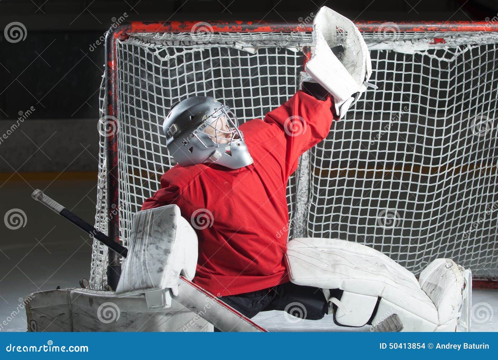 Young Goalkeeper Catching a Puck Stock Photo Image of skating, athlete 50413854