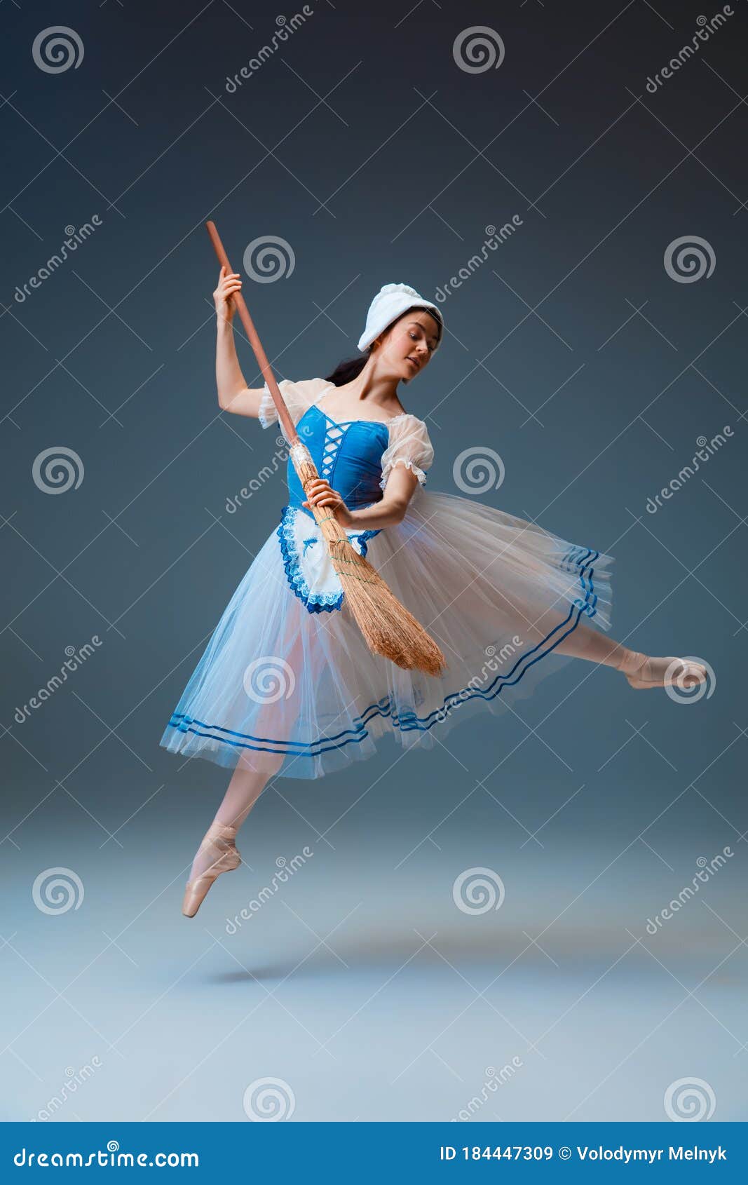 young and graceful female ballet dancer as cinderella fairytail character