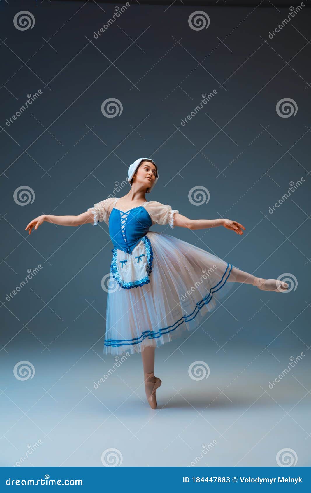 young and graceful female ballet dancer as cinderella fairytail character