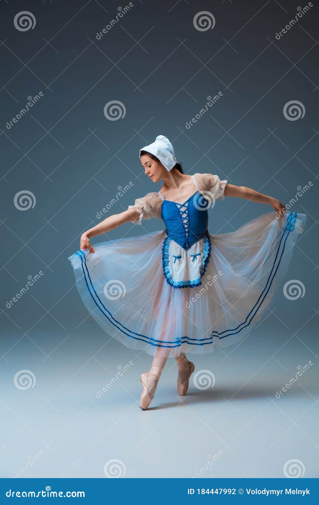 young and graceful female ballet dancer as cinderella fairytail character