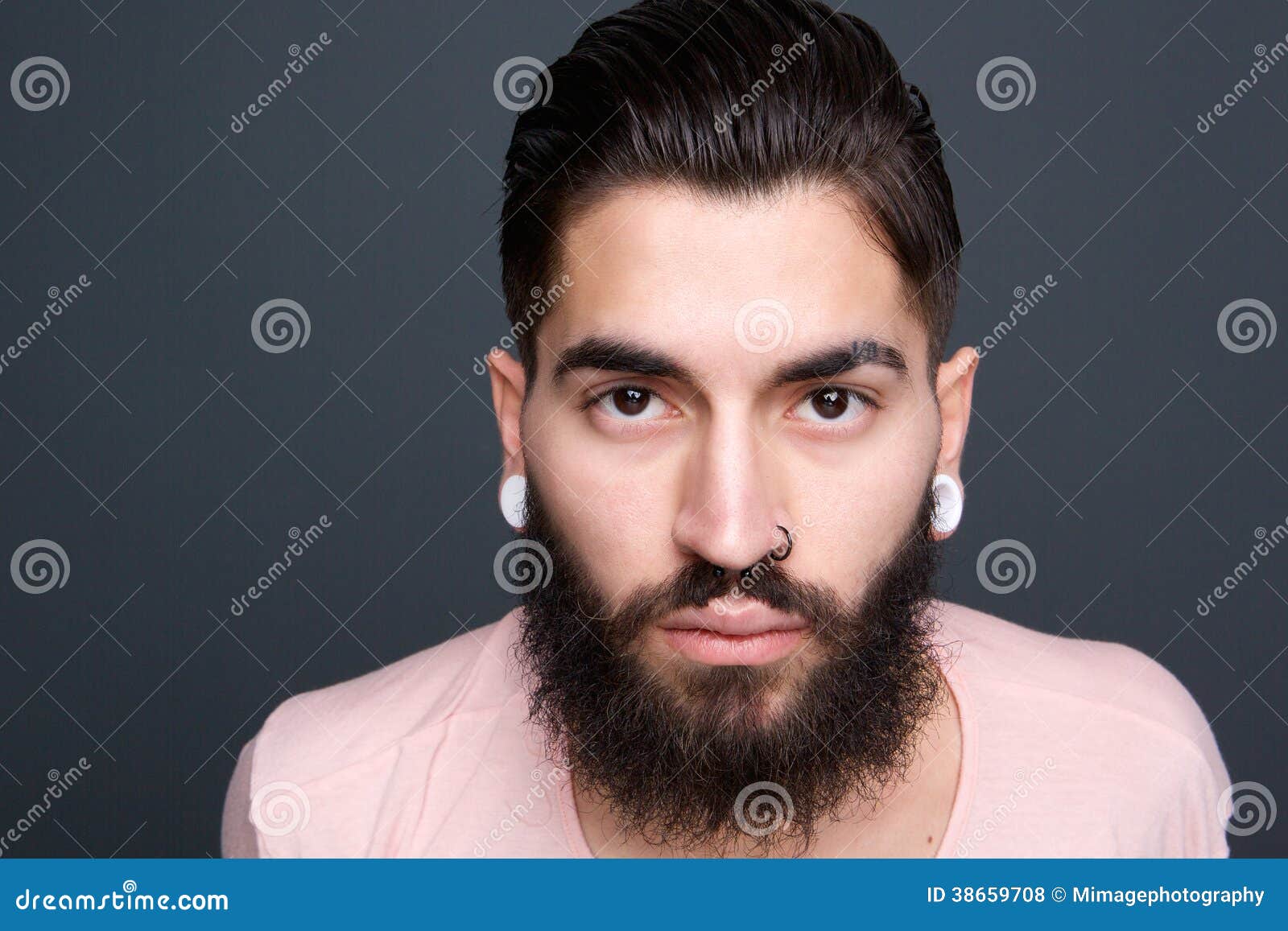 Young Guy With Beard And Piercing Stock Photo - Image 