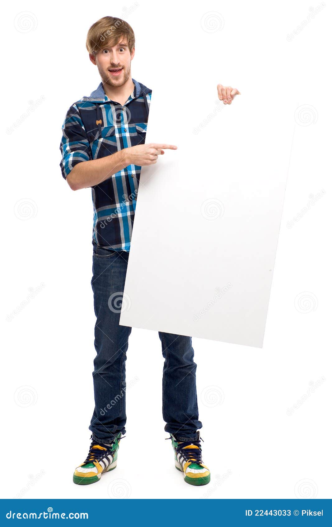 Young Guy Holding Blank Poster Stock Photos Image 22443033