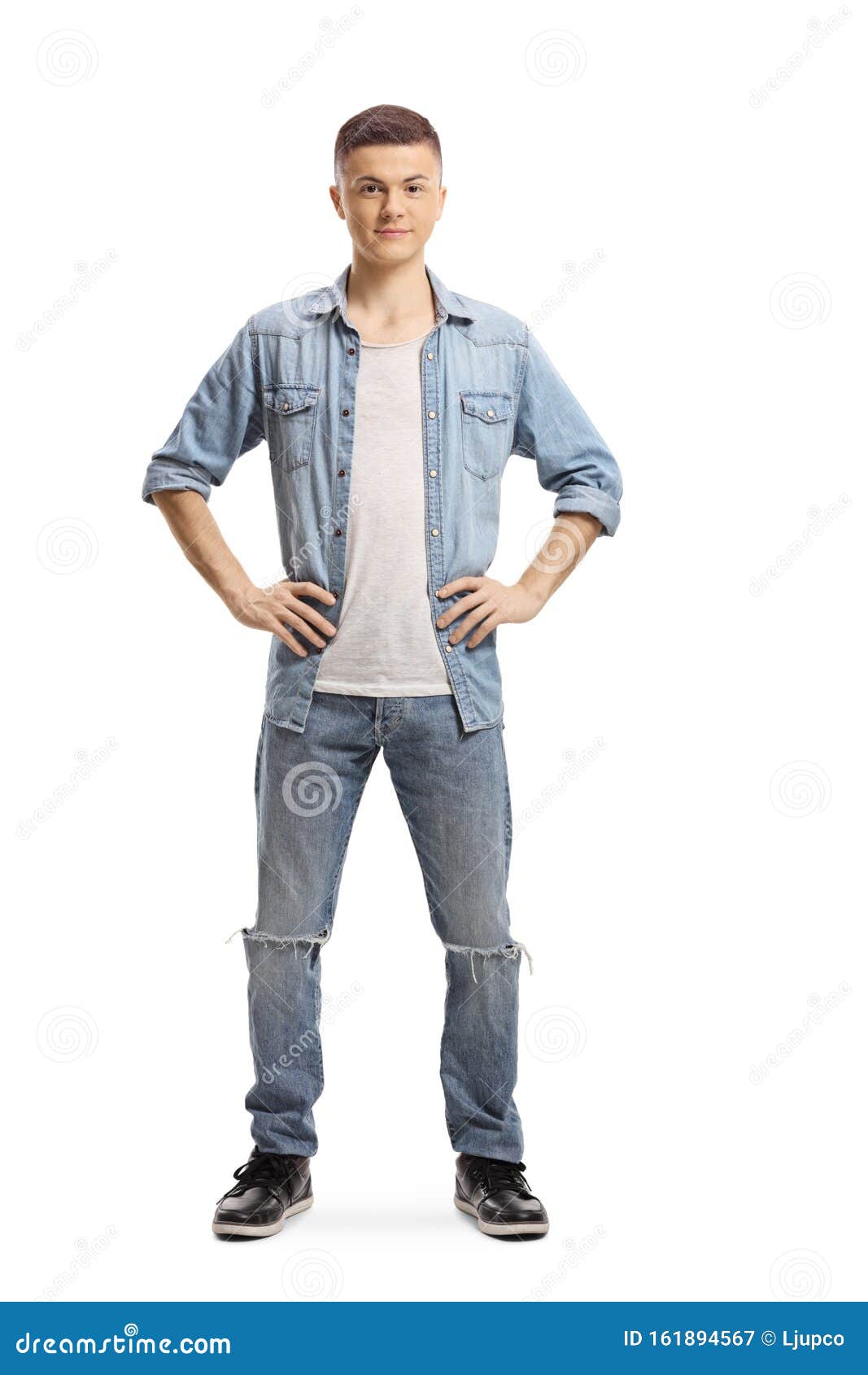 Misschien Lokken zeil Young guy in jeans posing stock image. Image of caucasian - 161894567