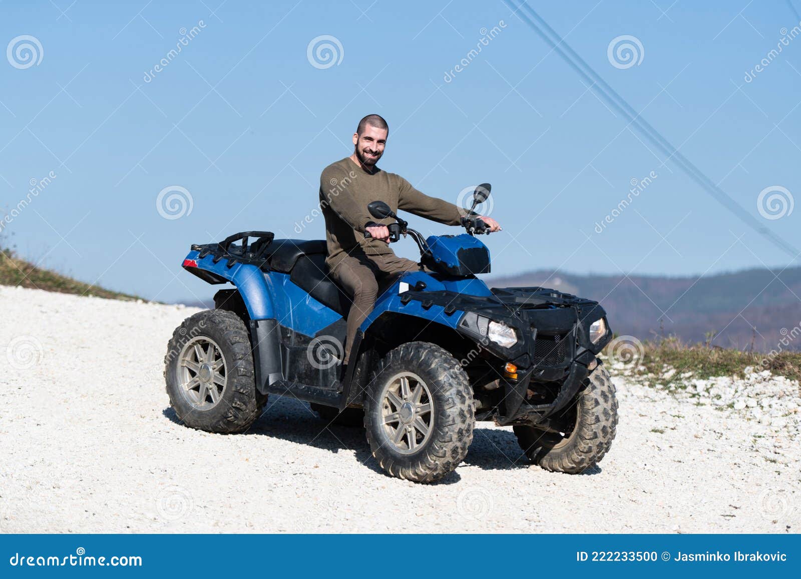 Young Guy is Riding an Atv Outdoor Stock Photo Image of summer, green