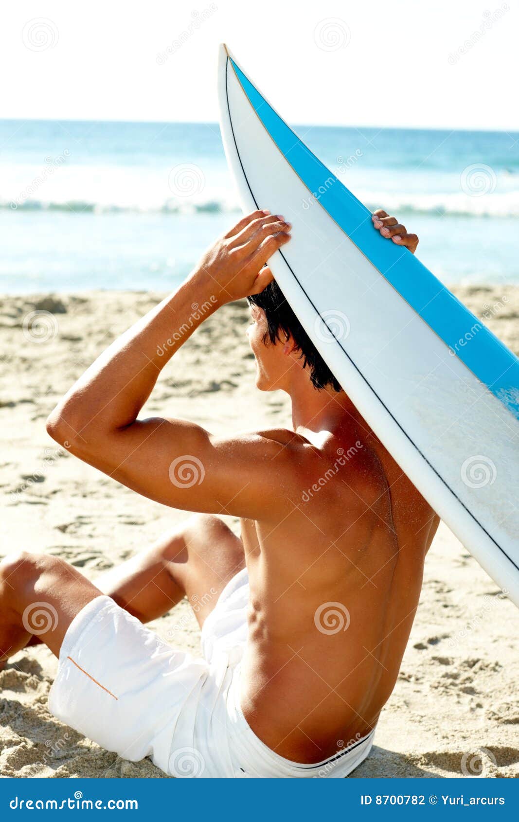 Young Guy with a Surf Board at the Sea Shore Stock Photo - Image of ...