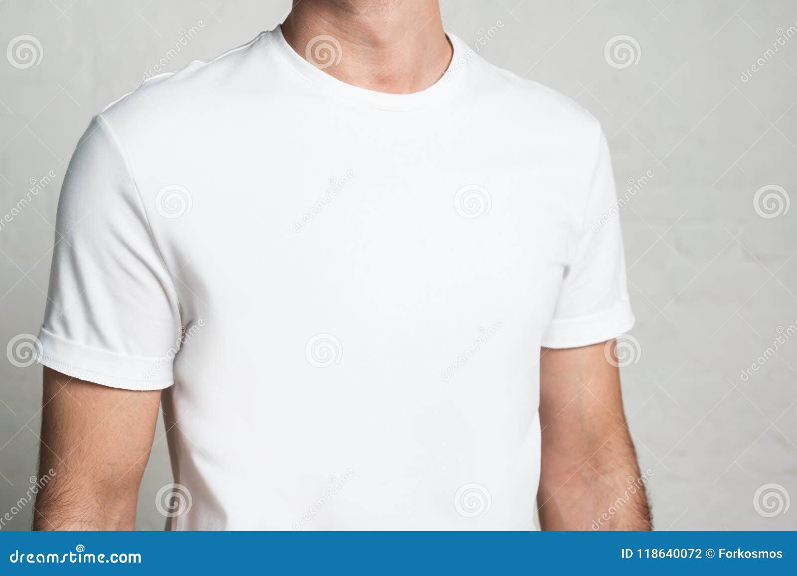 Young Guy in White Blank T-shirt, Horizontal Studio Close-up, Em Stock ...