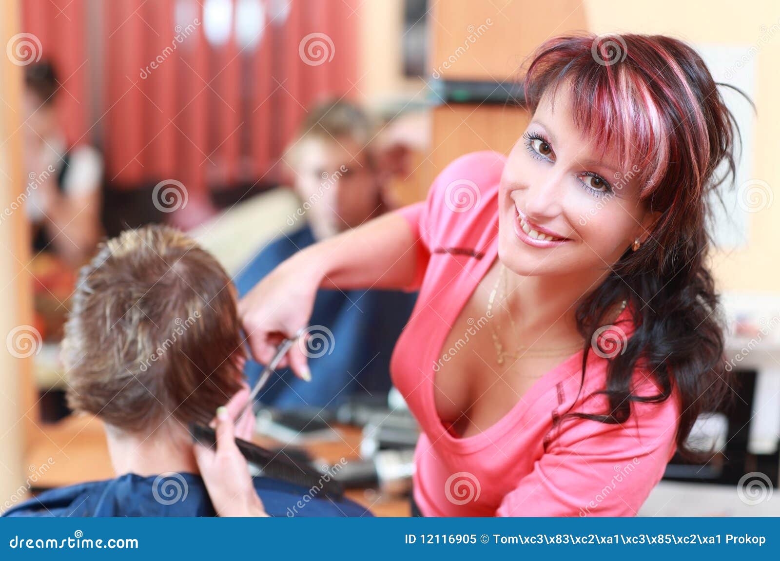 Young hairdresser stock image. Image of late, camera 12116905