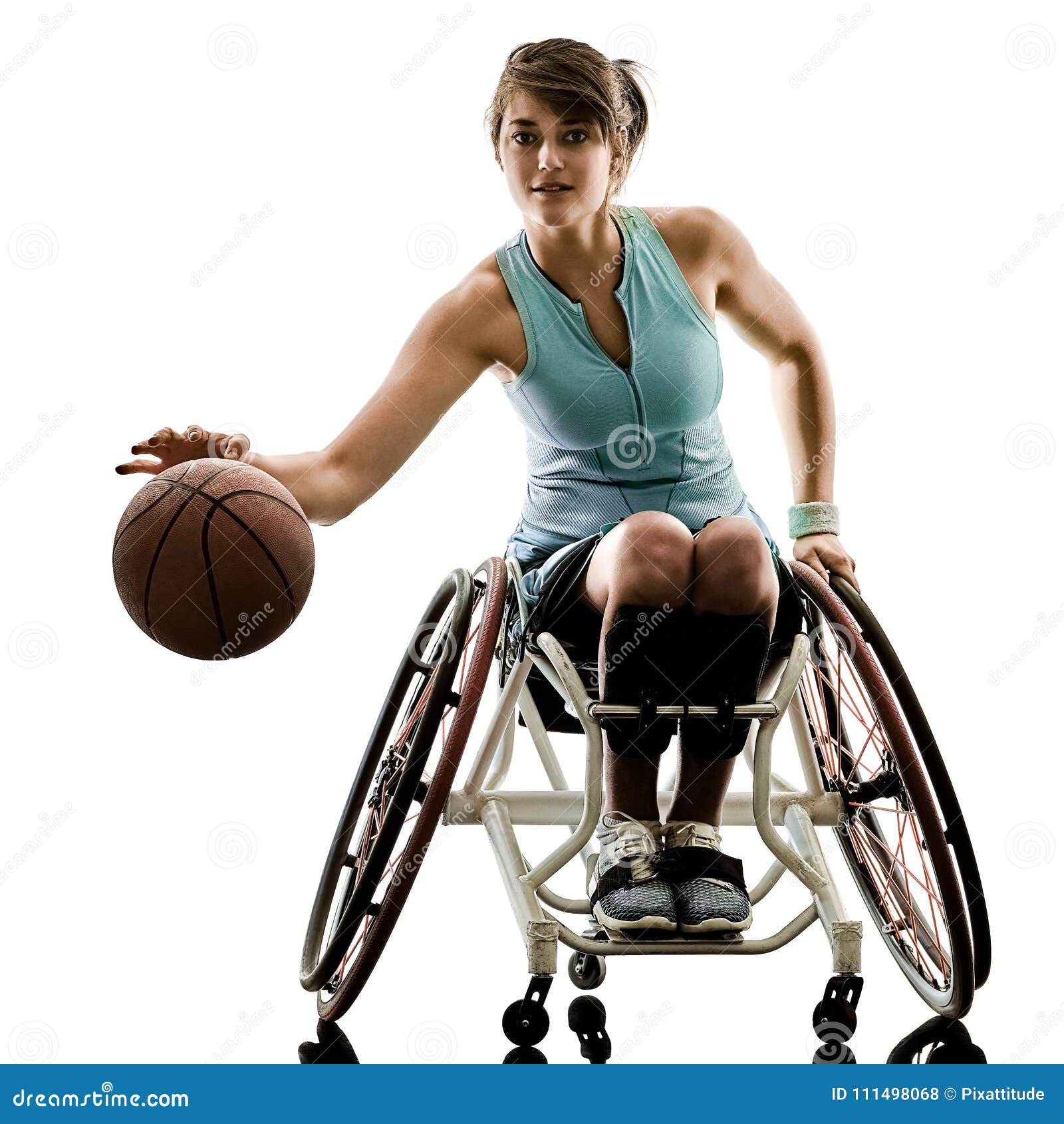 young handicapped basket ball player woman wheelchair sport iso