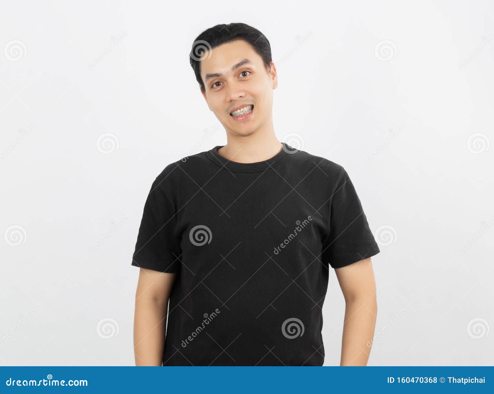Young Handsome Asian Man Smiling with Braces and Looking at Camera ...