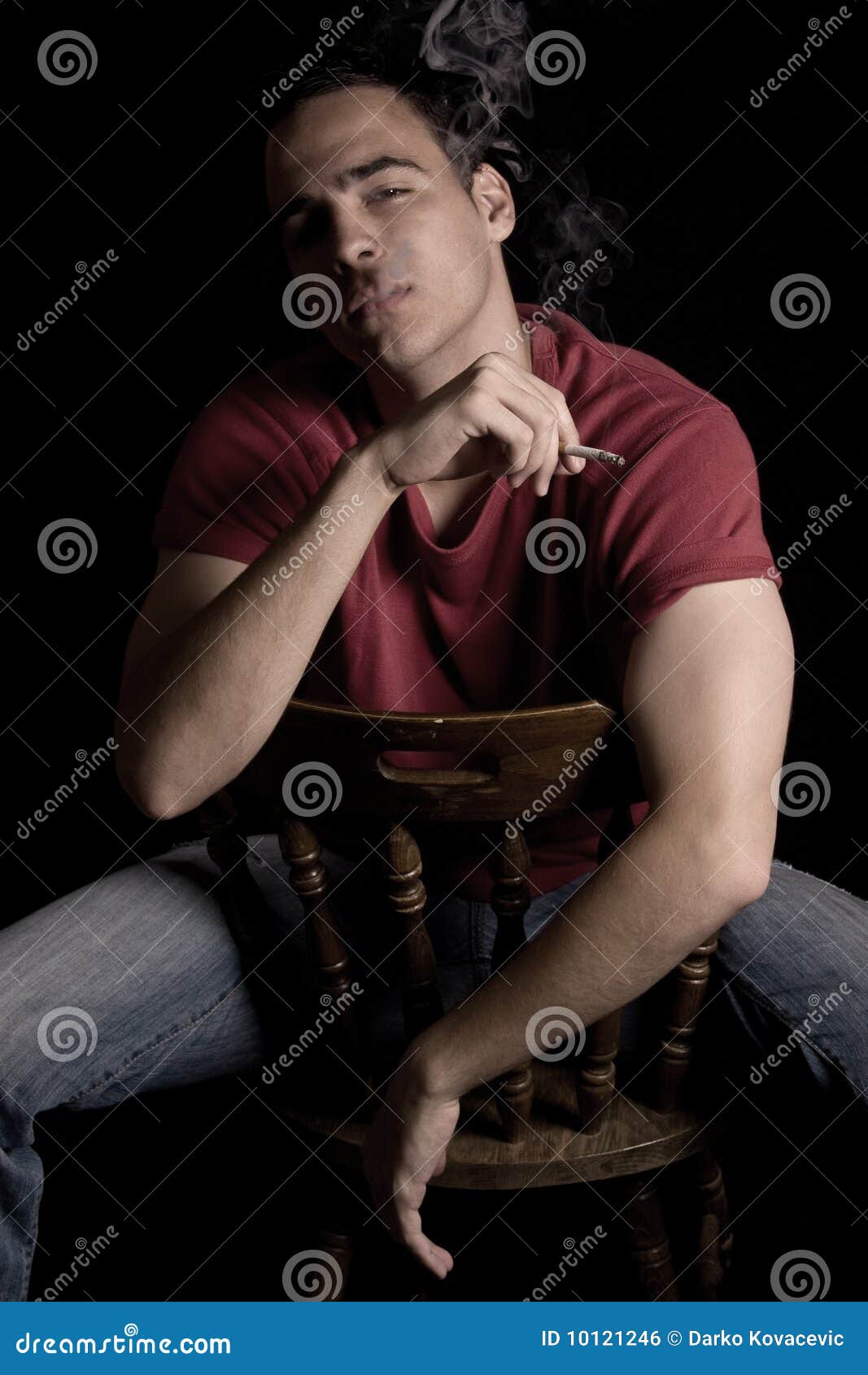 Young Handsome Guy Smoking Cigar Stock Photo - Image of relax, white ...