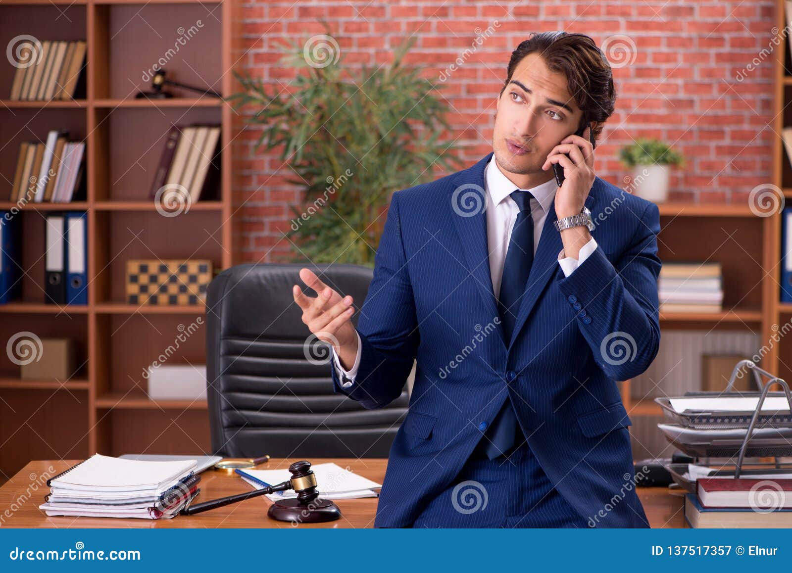 The Young Handsome Lawyer Working in His Office Stock Image Image of