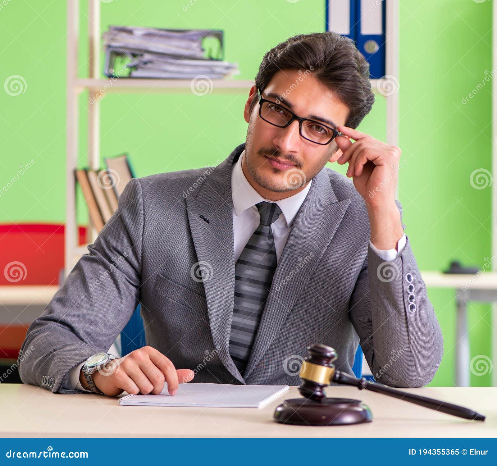 Young Handsome Lawyer Working in the Office Stock Image Image of