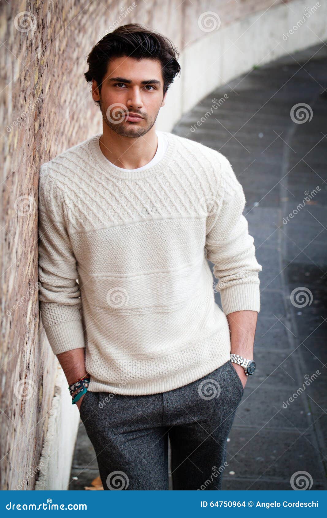 Young Handsome Man, Hands in Pockets. Autumn Fashion Man. Stock Photo ...