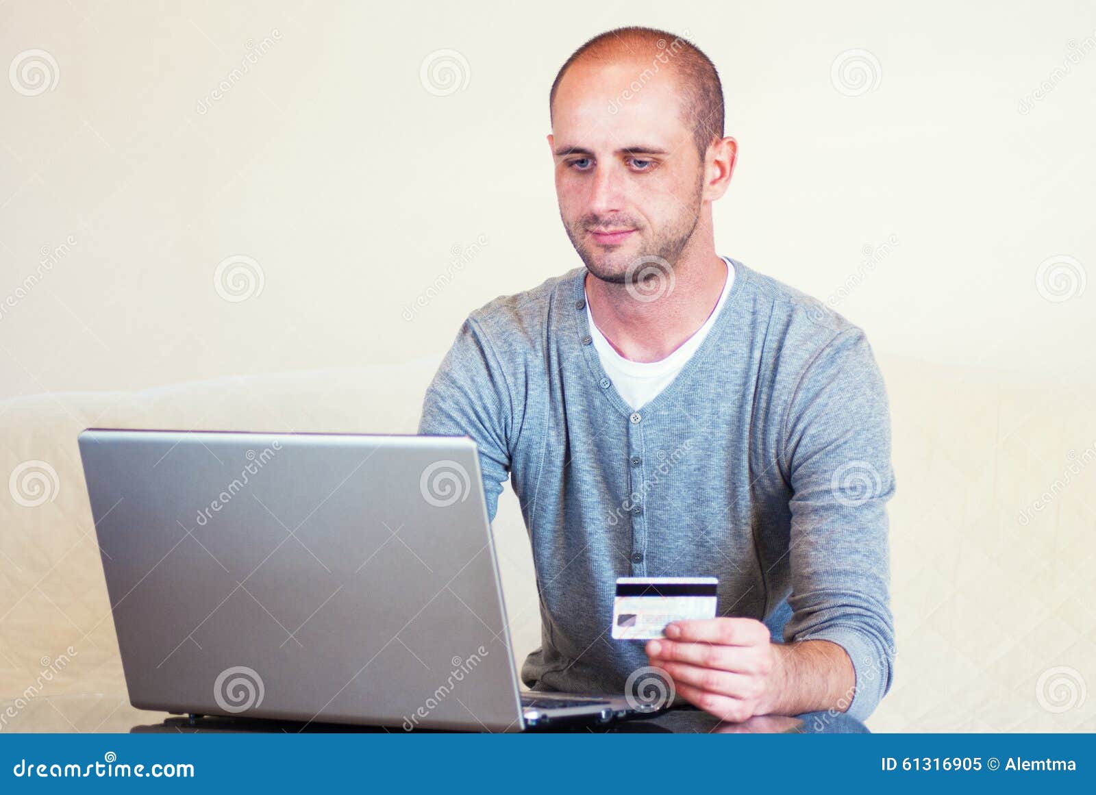 Young Handsome Man Shopping Online Stock Image Image of shop