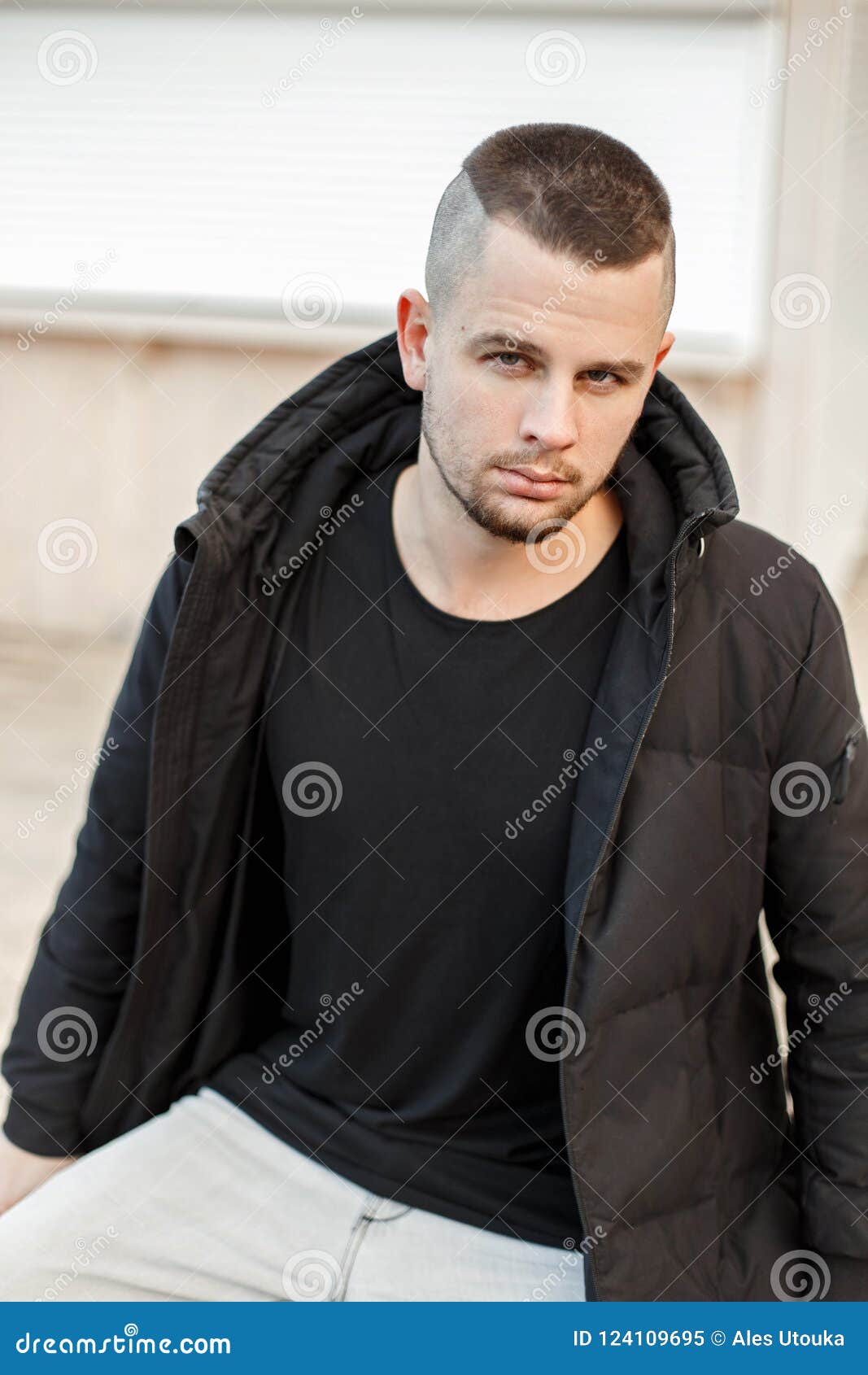 Young Handsome Man with a Short Hairstyle in a Stylish Black Stock Image - Image of look, beautiful: 124109695 Young Handsome Man with a Short Hairstyle in a Stylish Black Stock Image - Image of look, beautiful: 124109695