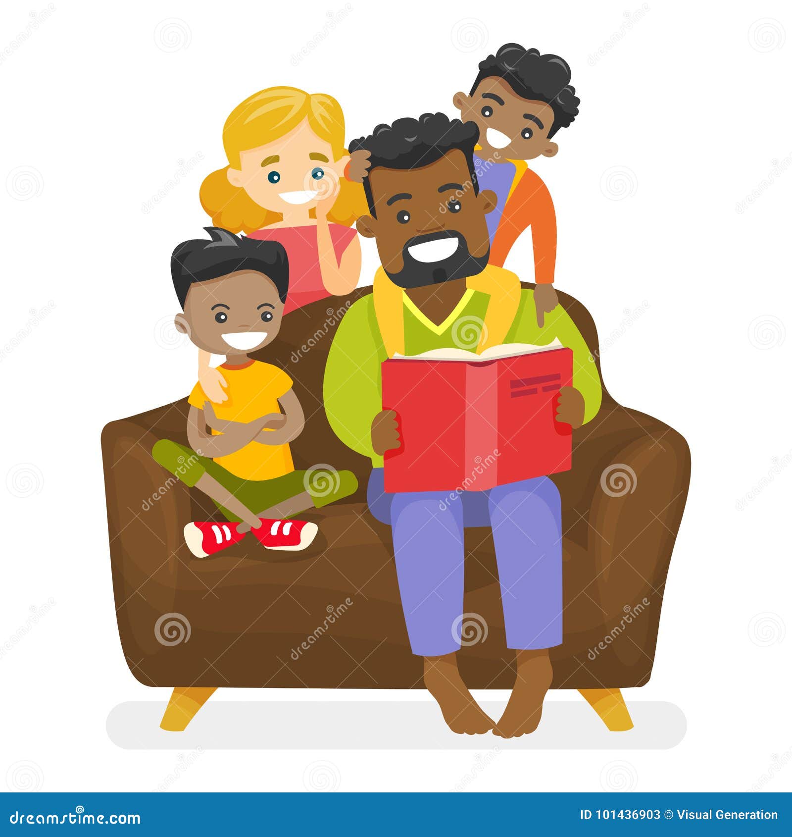 free family reading book clipart