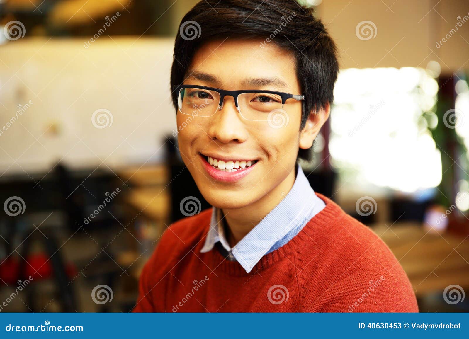 Young Happy Asian Man With Glasses Stock Photo - Image: 40630453