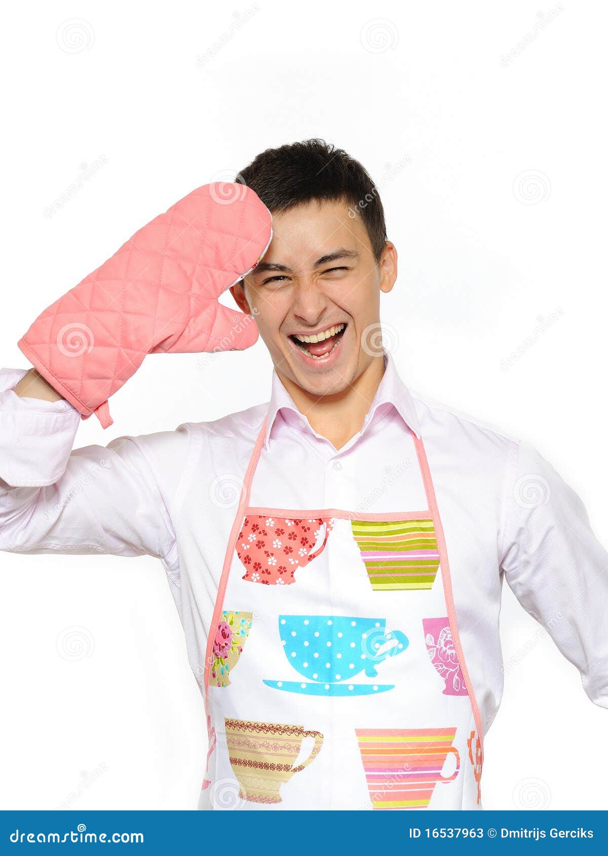 Young Happy Cook Man In Apron Smiling Stock Image Image Of Enjoyment Cuisine 16537963 