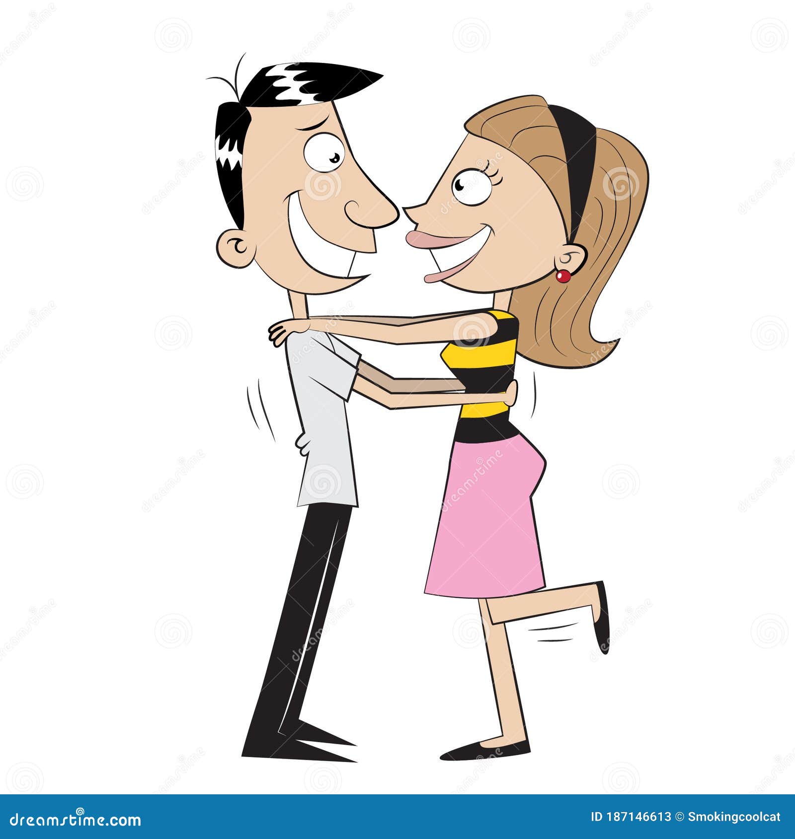 Young Happy Couple Kissing and Huging Stock Vector - Illustration of ...