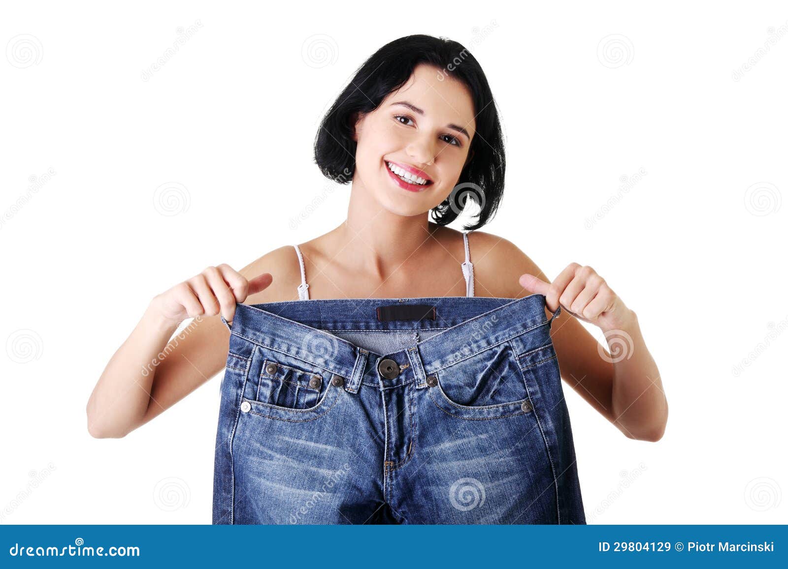 Young Happy Woman with Big Pants Stock Image - Image of female, fitness ...