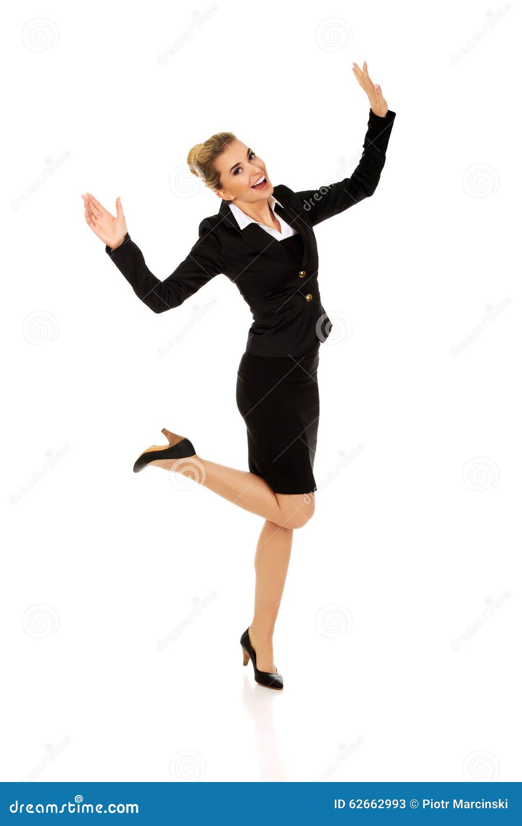 Young Happy Jumping Businesswoman Stock Image - Image of cheerful ...