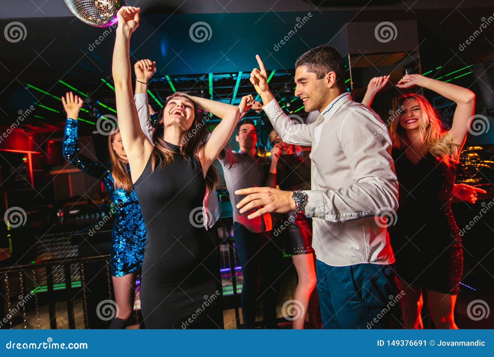 Happy People are Dancing in Club. Nightlife and Disco Concept Stock ...