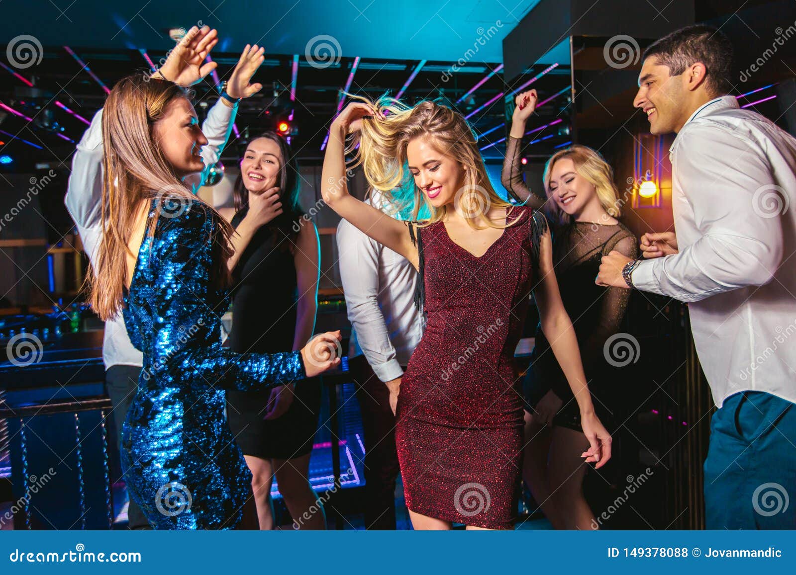 Happy People are Dancing in Club. Nightlife and Disco Concept Stock ...