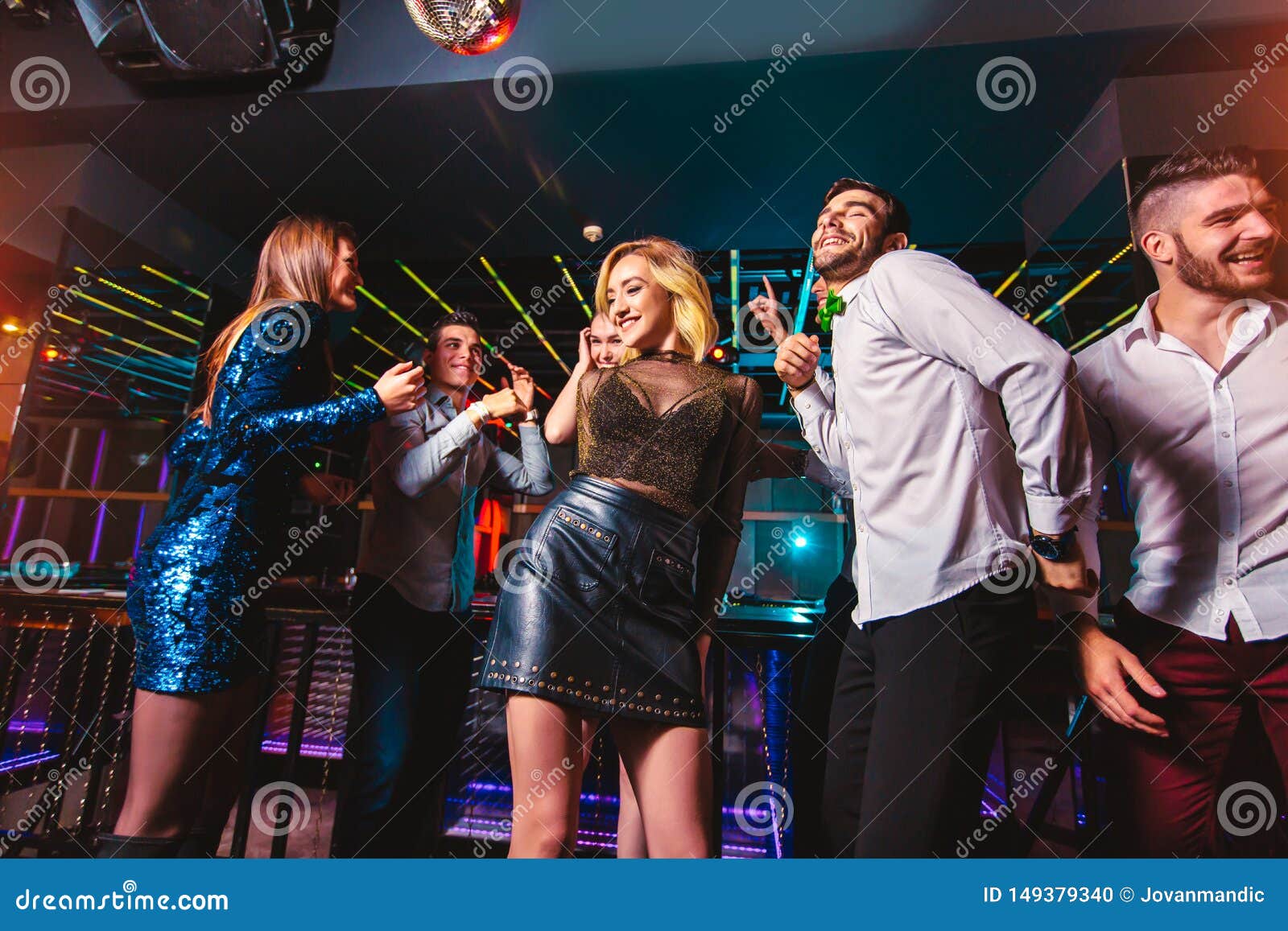 Happy People are Dancing in Club. Nightlife and Disco Concept Stock ...