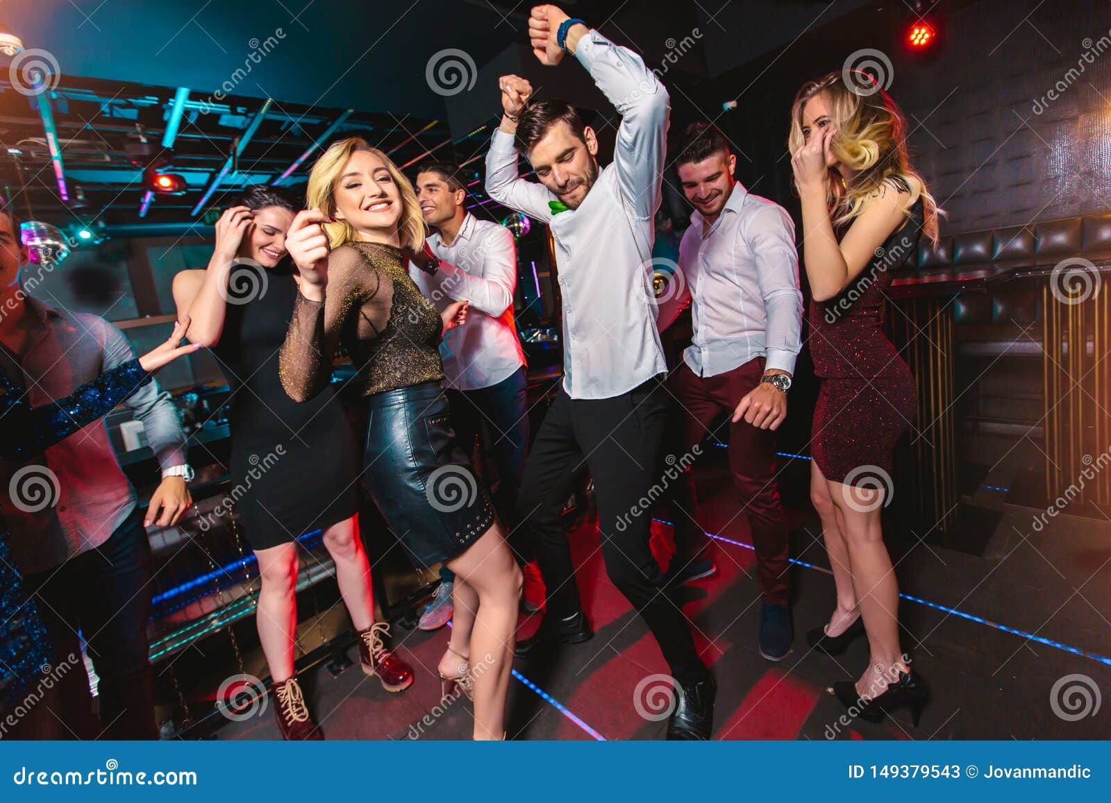 Happy People are Dancing in Club. Nightlife and Disco Concept Stock ...