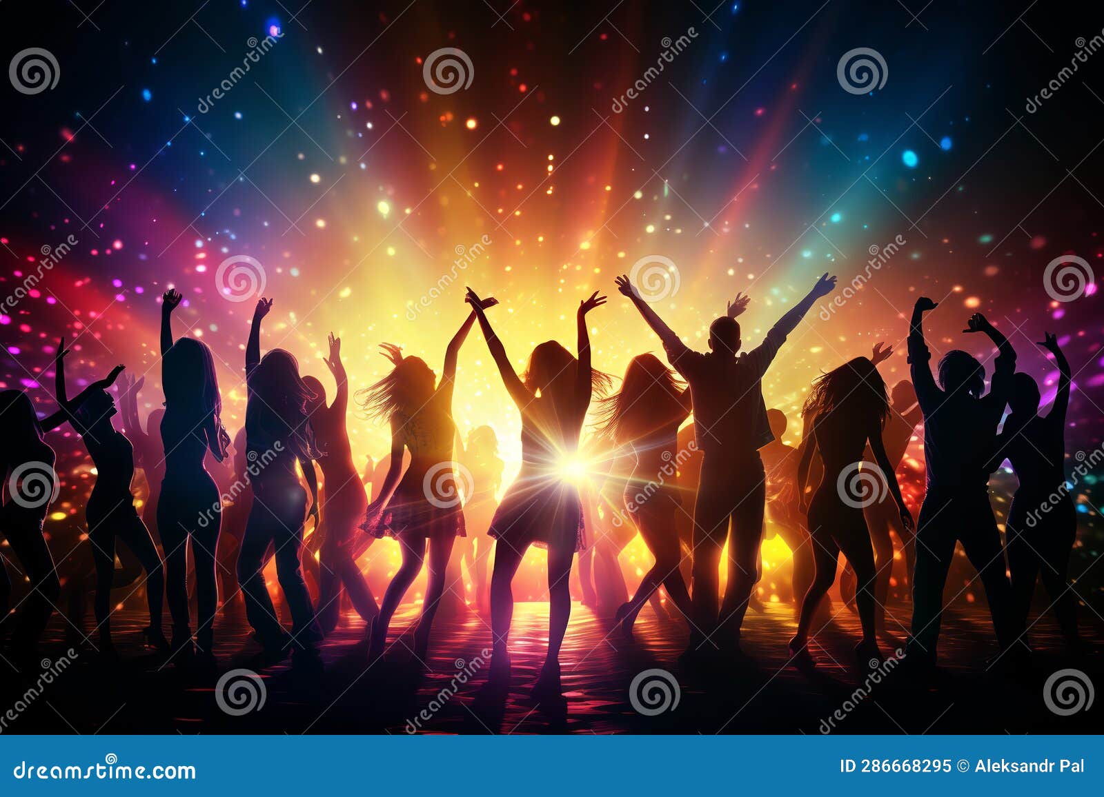 Young Happy People are Dancing in the Club. Nightlife and Disco Concept ...