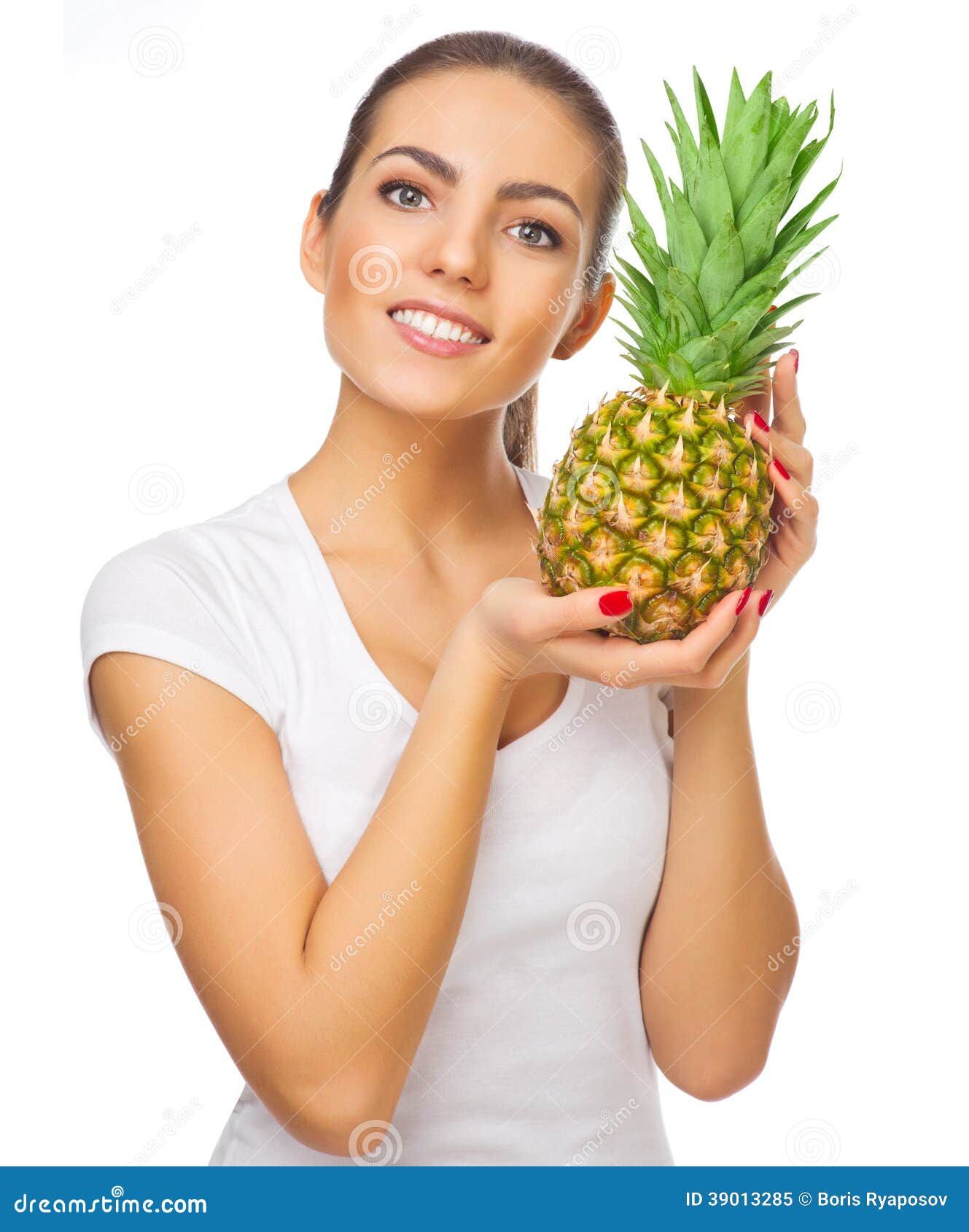 Young Healthy Woman with Pineapple Stock Image Image of latin