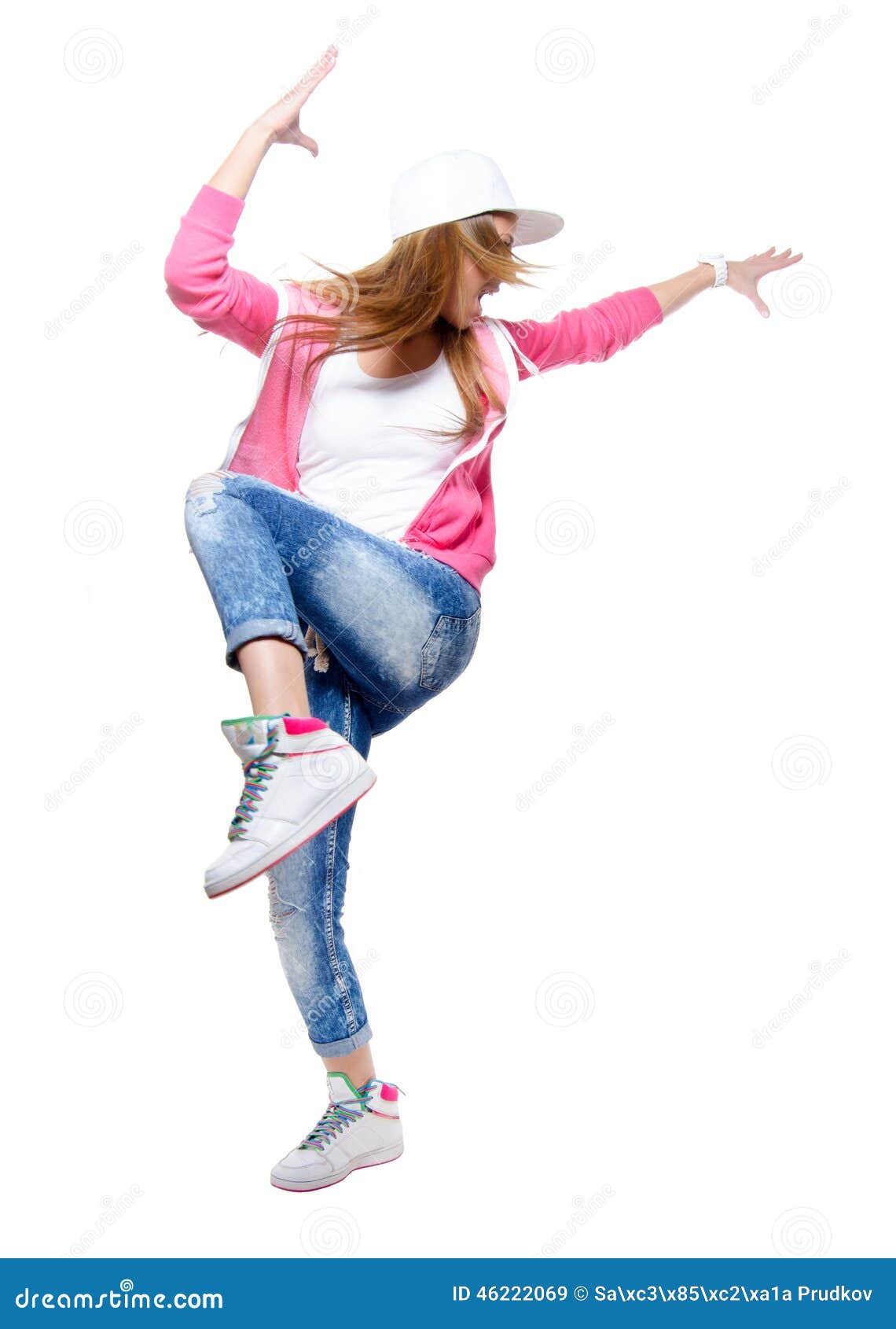 Young Hip Hop Dancer Dancing Isolated on White Background. Stock Image -  Image of happy, hands: 46222069