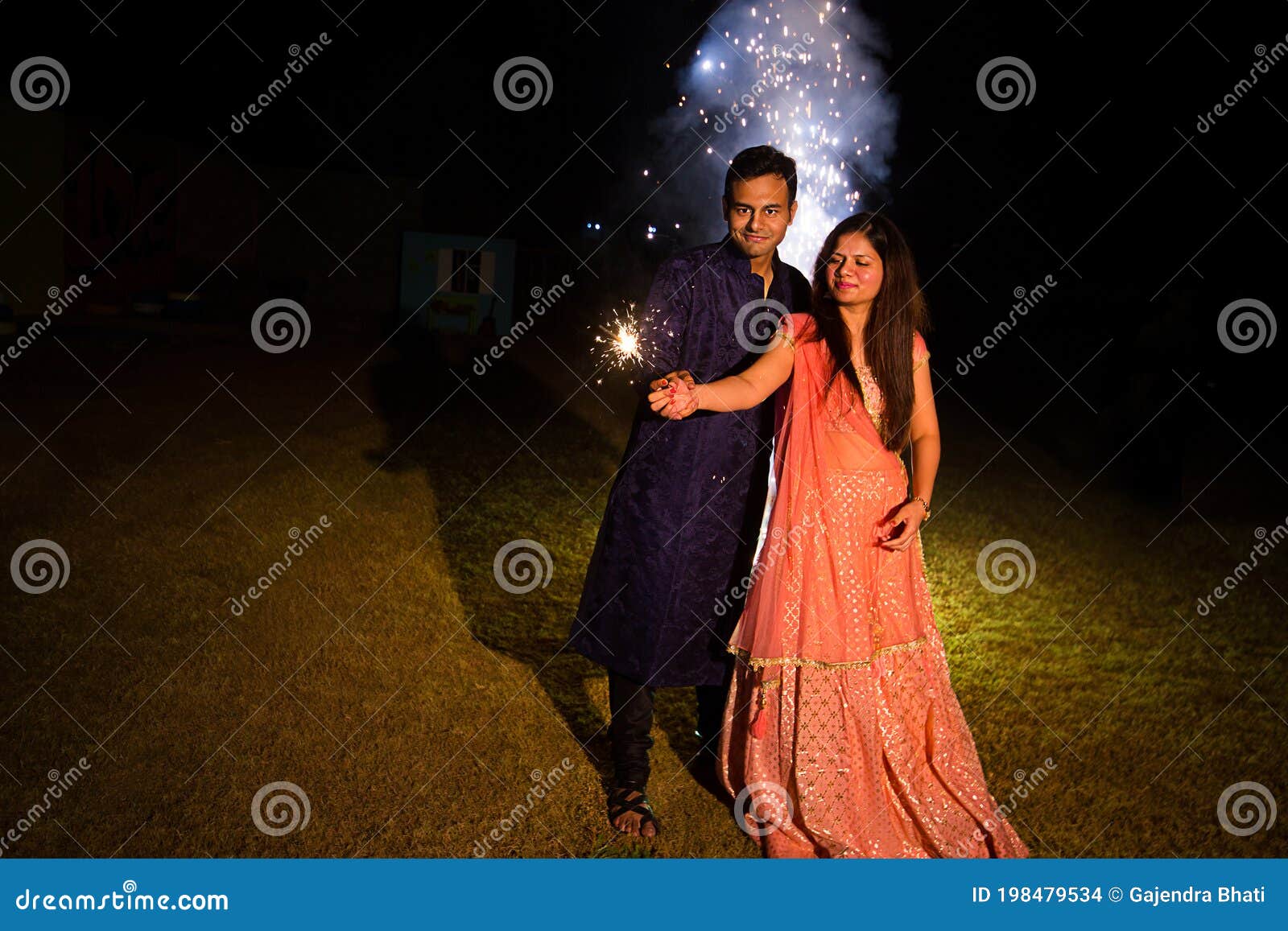 A picture of a young couple celebrating diwali with great joy, ai  generative 31610660 Stock Photo at Vecteezy